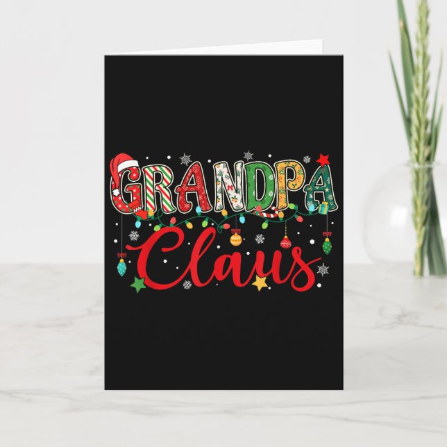 Carte Grandpa Claus Christmas Lights Pajama Family Match (Devant)