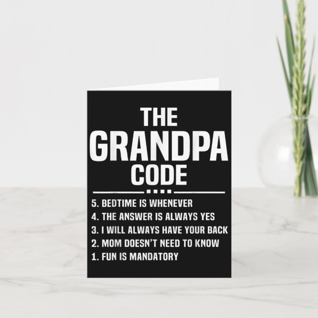 Carte Grandpa Code Cool grand-père Fête des pères de pla (Devant)