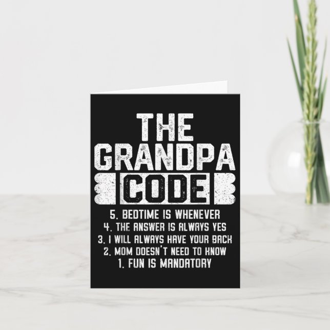 Carte Grandpa Code Cool grand-père Fête des pères de pla (Devant)