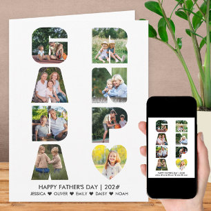 Carte GRANDPA Lettre Cutout Photo Collage Anniversaire
