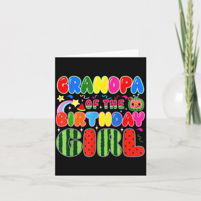 Carte Grandpa Of The Birthday Girl Melon Family Matching (Devant)