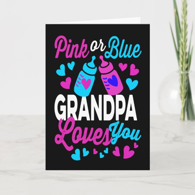 Carte GRANDPA rose ou bleu vous aime | Gardien du genre (Devant)