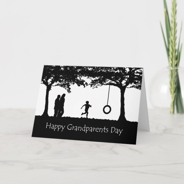 Carte Grandparents Day Grey Card, Child and Swing (Devant)