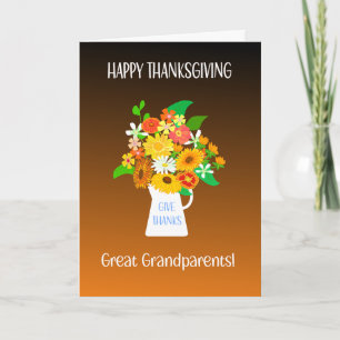 Carte Grands-parents Thanksgiving Bouquet de fleurs