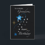 Carte Grandson 22e anniversaire Star Inspirational Black<br><div class="desc">Maintenant que la célébration du 22e anniversaire de votre petit-fils approche,  vous devriez déjà vous préparer à vous joindre à la célébration. Cette carte serait la meilleure carte que vous pourriez lui donner si vous voulez partager un message d'anniversaire inspirant.</div>