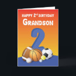 Carte Grandson 2e anniversaire Sports Balls<br><div class="desc">Quand un petit-fils cher aime jouer avec toutes sortes de boules alors ce serait la carte parfaite pour lui donner quand il fêtera bientôt son 2ème anniversaire. Obtenez celui-ci aujourd'hui et soyez prêt quand ce jour spécial arrive.</div>