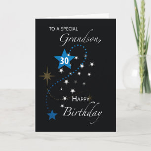 Carte Grandson 30th Birthday Star Inspirational Black