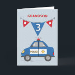 Carte Grandson 3e anniversaire Blue Police Car<br><div class="desc">C'est une carte amusante pour donner à votre petit-fils bien-aimé une fois qu'il aura 3 ans. Si cette occasion est juste au coin de la rue,  alors vous devriez obtenir cette carte dès maintenant et être plus que prêt à le surprendre à l'âge de trois ans.</div>