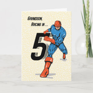 Carte Grandson 5th Birthday Superhero