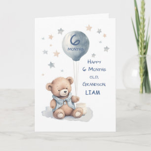 Carte Grandson 6 mois Anniversaire Personnaliser Teddy B