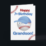 Carte Grandson 7e anniversaire Funny Baseball Face<br><div class="desc">Carte drôle à envoyer à votre petit-fils pour son 7e anniversaire. Il appréciera le baseball comme tête,  portant un casquette avec les yeux de google. Faites-lui savoir quel succès il est avec vous !</div>