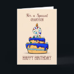 Carte Grandson 9e anniversaire, 9 sur le gâteau bleu dou<br><div class="desc">Les enfants adorent les bonbons. Et votre petit-fils va sûrement adorer ce gâteau au glaçage bleu sucré et les bonbons sur le devant de cette carte. Cette carte sera parfaite pour le saluer pour son heureux 9e anniversaire. Rendez sa journée plus spéciale avec cette carte de voeux.</div>