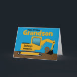 Carte Grandson 9th Birth Yellow Excavator Ajouter un nom<br><div class="desc">Une carte de neuvième anniversaire amusante pour un petit-fils qui aime le matériel de construction et les movers de terre. Il y a une crevette jaune sur le devant avec une zone sur la cabine où vous pouvez changer le nom de la société de construction au nom de votre petit-fils....</div>