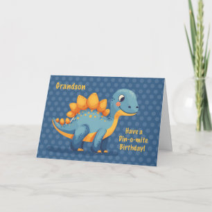 Carte Grandson Anniversaire Dinosaur Dinomite Pois