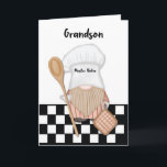 Carte Grandson Anniversaire Whimsical Gnome Baker Baking<br><div class="desc">Le thème général est festif et festif, mettant l'accent sur la joie et le plaisir associés aux anniversaires. Le design fantaisiste, associé au charme culinaire du boulanger gnome, crée une carte d'anniversaire délicieuse et mémorable pour votre petit-fils. C'est une façon parfaite de transmettre vos souhaits chaleureux et d'ajouter une touche...</div>