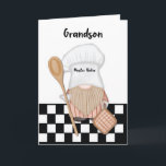 Carte Grandson Anniversaire Whimsical Gnome Baker Baking<br><div class="desc">Le thème général est festif et festif, mettant l'accent sur la joie et le plaisir associés aux anniversaires. Le design fantaisiste, associé au charme culinaire du boulanger gnome, crée une carte d'anniversaire délicieuse et mémorable pour votre petit-fils. C'est une façon parfaite de transmettre vos souhaits chaleureux et d'ajouter une touche...</div>