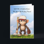 Carte Grandson Baseball Anniversaire Monkey Bat Ball Glo<br><div class="desc">Célébrez la journée spéciale de votre petit-fils avec cette carte d’anniversaire amusante sur le thème du baseball! Un singe ludique se tient dans l'herbe, prêt pour le jeu avec une chauve-souris, un gant et un base-ball à proximité. Le ciel bleu vif ajoute à l'atmosphère joyeuse, ce qui en fait un...</div>
