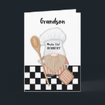 Carte Grandson Birthday Whimsical Gnome Chef Cuisine<br><div class="desc">Cette magnifique carte d'anniversaire personnalisée est conçue avec créativité et charme chaleureux. Le recto de la carte présente une illustration fantaisiste d'un gnome, votre petit-fils, portant à la main un casquette de chef avec une cuillère en bois et un porte-pot. Sa barbe ludique ajoute une touche de caractère, mettant en...</div>