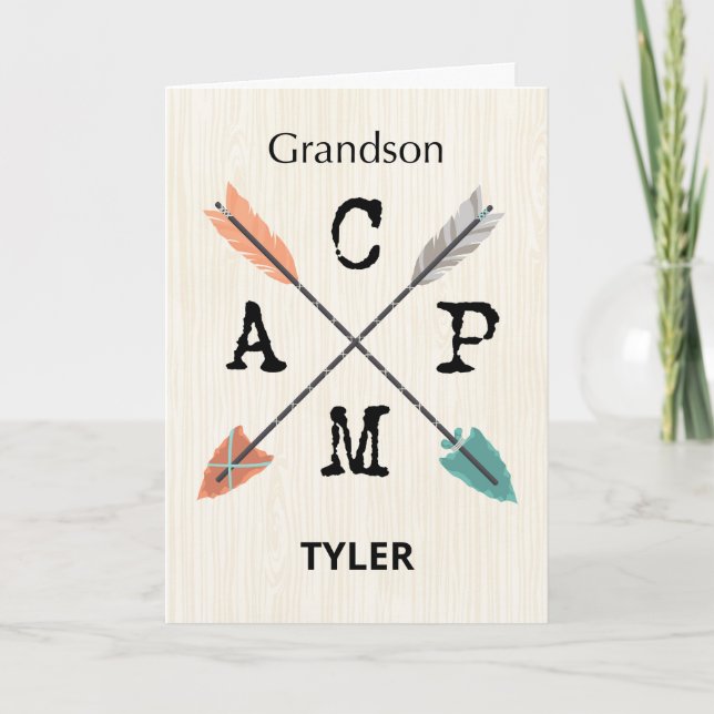 Carte Grandson Camp Personnaliser Nom Flèches (Devant)
