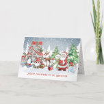 Carte Grandson Christmas Père Noël Snowman Roudolph Card<br><div class="desc">Carte de voeux pour Grand-fils avec images de Noël du Père Noël,  Snowman,  Reindeer Rudolph,  Penguin et Père Noël chat en forêt hivernale</div>