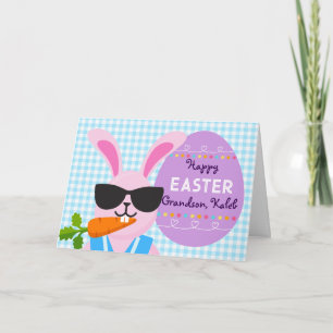 Carte Grandson Cool Lapin de Pâques et Carotte