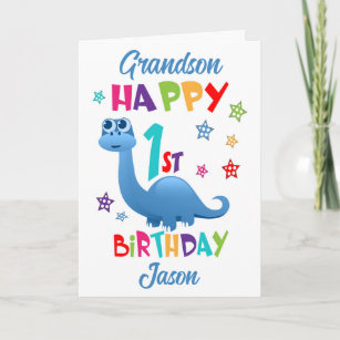 Carte Grandson Dinosaur 1er anniversaire