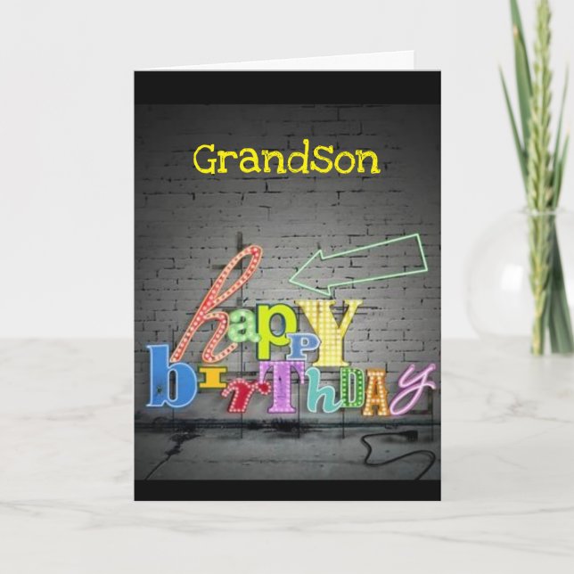CARTE **GRANDSON** ÉCRIRE EST AU MUR ANNIVERSAIRE (Devant)