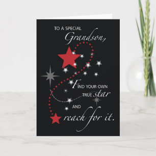 Carte Grandson Graduation Félicitations Scarlet Grey