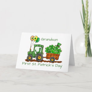 Carte Grandson Premier Jour de la Saint Patrick Tracteur