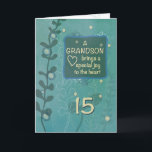 Carte Grandson Religieux 15e anniversaire Main verte des<br><div class="desc">Prenez vos mains sur cette belle carte de look dessinée à la main pour envoyer votre petit-fils quand il fêtera bientôt son 15ème anniversaire. Avec cette carte,  vous pouvez lui rappeler quelle bénédiction il est et qu'il est grandement aimé.</div>