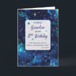 Carte Grandson Religious 17th Birthday Stars en Galaxy<br><div class="desc">Célébrez le 17e anniversaire de votre petit-fils avec cette carte stellaire. L'imagerie cosmique et le message sincère résument l'idée que,  même parmi les grandes étoiles,  il se distingue comme une création unique de Dieu.</div>