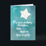 Carte Grandson Tween ou Ado Anniversaire nuit Ciel lumin<br><div class="desc">Faites savoir à votre petit-fils quelle étoile brillante il est avec cette carte d'anniversaire du ciel nocturne. Une lune et beaucoup d'étoiles bordent l'art à l'air grunge arrière - plan, mais une étoile est plus grande et plus brillante que tous les autres. Carte parfaite pour l'interpolation, l'ado ou le jeune...</div>