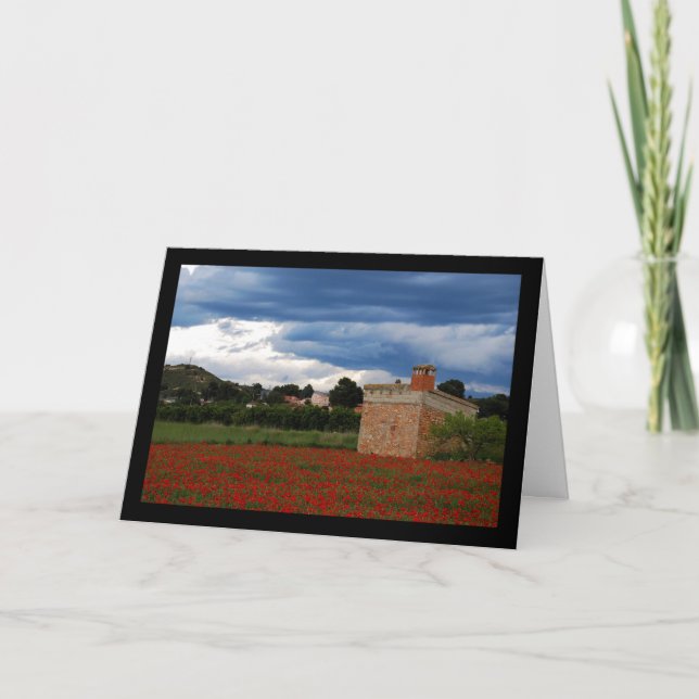Carte Grange à la campagne dans un champ de coquelicots (Devant)