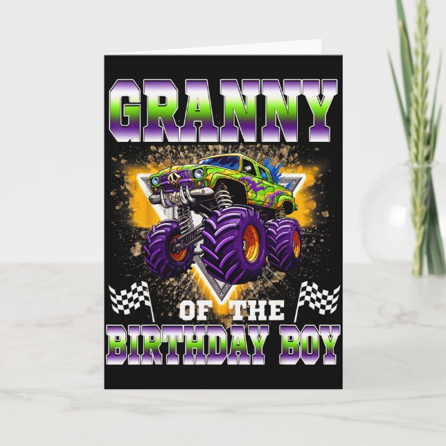 Carte Granny Of The Birthday Boy Monster Truck Birthday  (Devant)