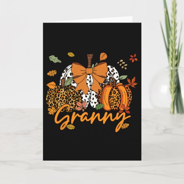 Carte Granny Thanksgiving Leopard Citrouille Coquette Bo (Devant)