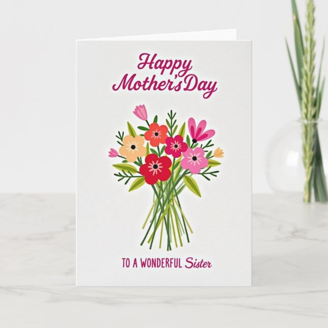 Carte graphique avec bouquet pour la plus douce de (Devant)