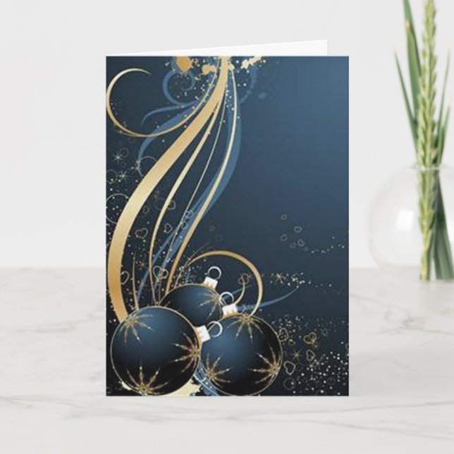 Carte graphique bleue pour Noël - (Devant)