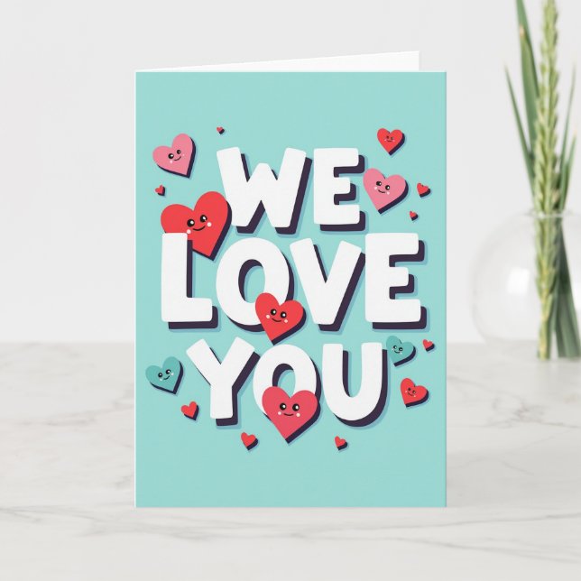 Carte graphique coeurs « Nous vous aimons » (Devant)