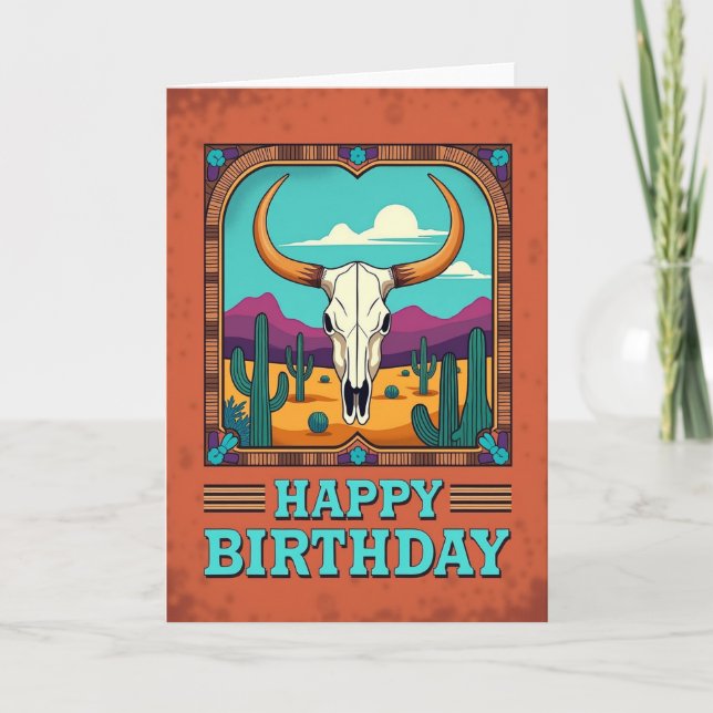 Carte graphique d'anniversaire désertique (Devant)