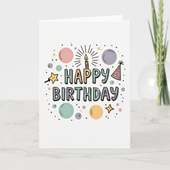 Carte graphique d'anniversaire pastel (Devant)