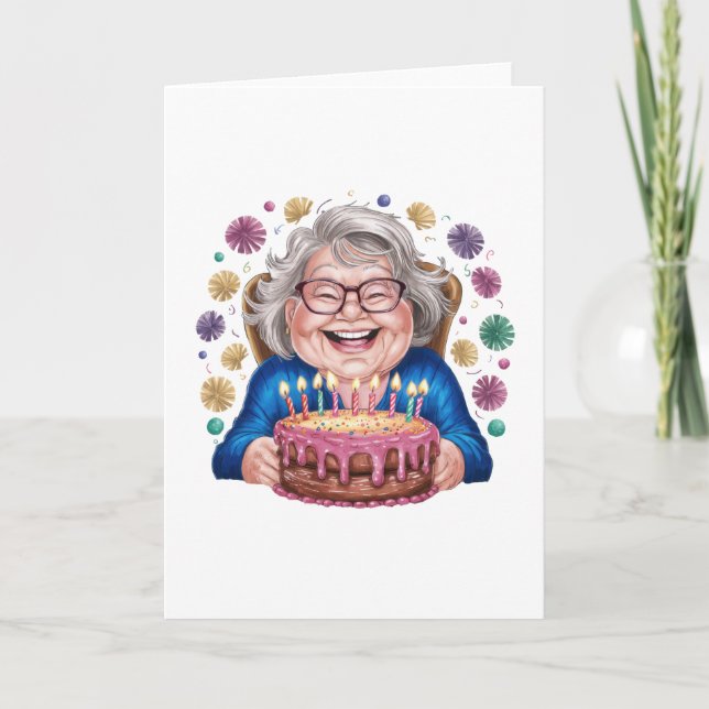 Carte Graphique de Mamie Lunettes Joyeuses Anniversaire (Devant)