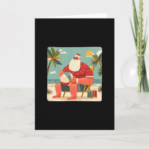 Carte Graphique de Noël drôle avec Santa de plage et vac