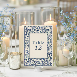Carte graphique de sièges de table bleue florale