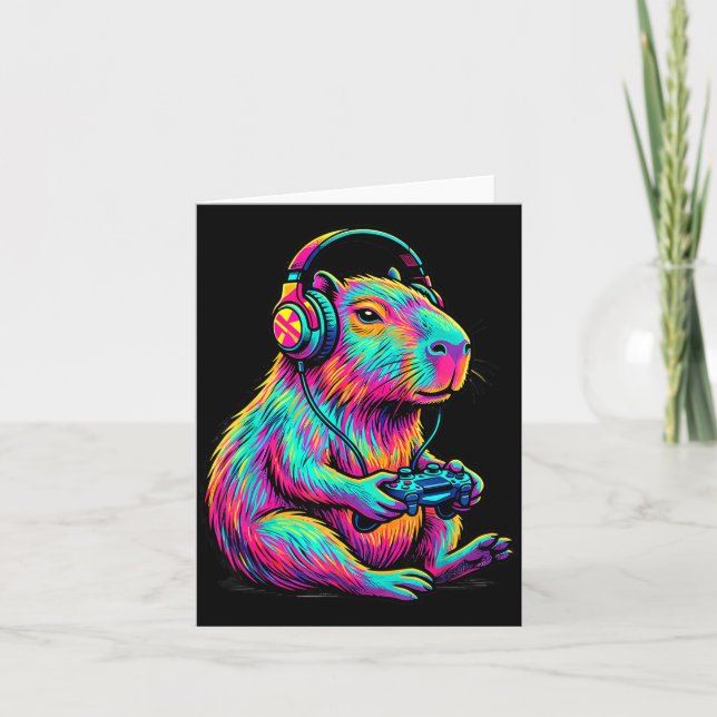 Carte Graphique drôle de jeux vidéo Capybara Joueur (Devant)