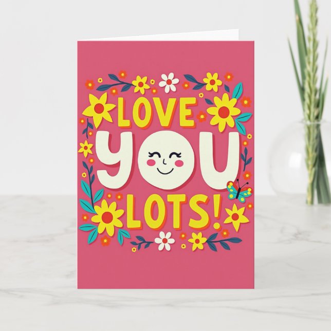 Carte graphique florale « Je t'aime beaucoup » (Devant)
