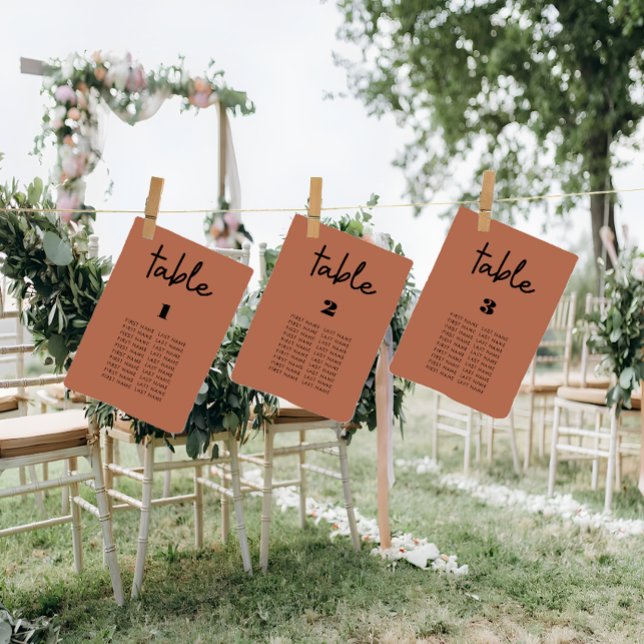Carte graphique mariage moderne en terre cuite (Terracotta wedding seating chart cards
)