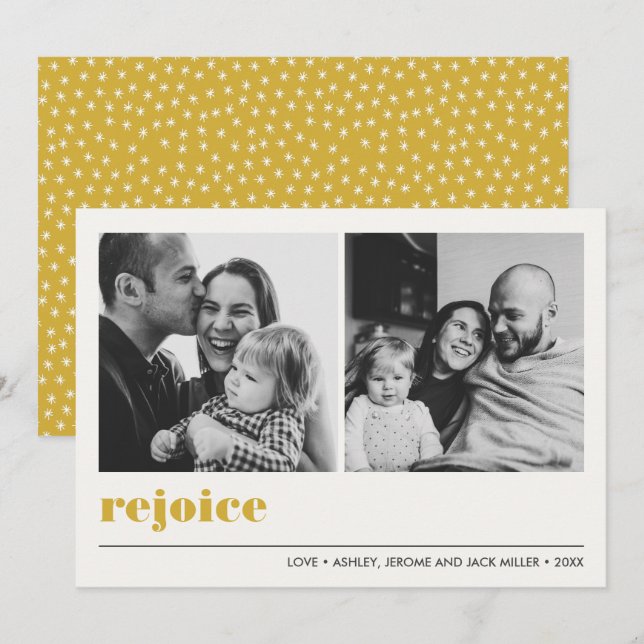 Carte Graphique minimal | Rejoignez Jaune Noël 2 Photo (Devant / Derrière)