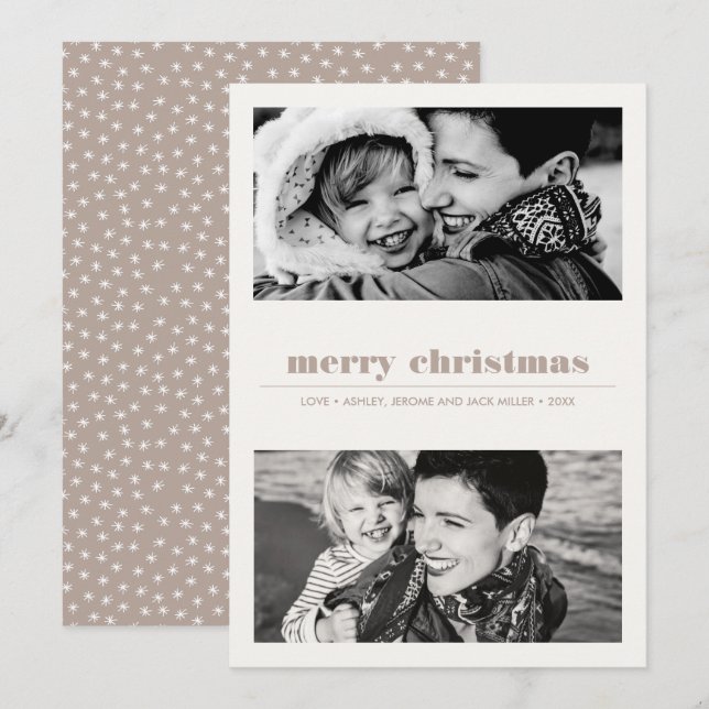Carte Graphique minimal | Sable Joyeux Noël 2 Photo (Devant / Derrière)