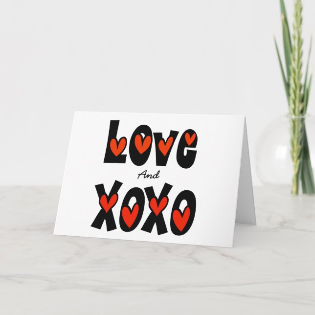 Carte graphique romantique d'amour et de baisers e (Devant)