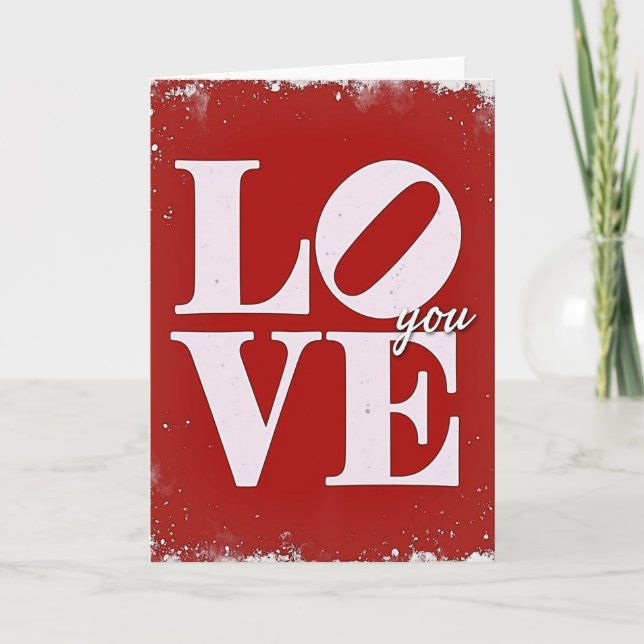 Carte graphique rouge gras Love You (Devant)